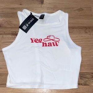 never worn before- white Yee Haw crop top